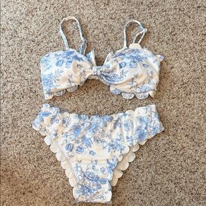 Floral Blue and White Bikini Set